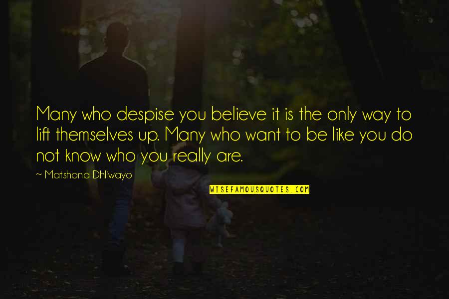 Do Not Despise Quotes By Matshona Dhliwayo: Many who despise you believe it is the