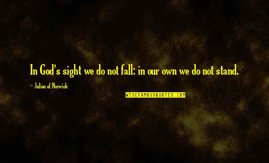 Do Not Fall Quotes By Julian Of Norwich: In God's sight we do not fall: in