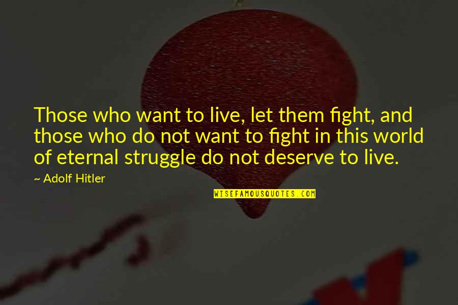 Do Not Fight Quotes By Adolf Hitler: Those who want to live, let them fight,