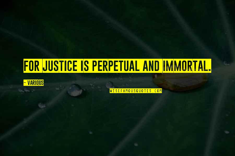 Do Not Mistake My Kindness Weakness Quotes By Various: For justice is perpetual and immortal. Do Not Mistake My Kindness Weakness Quotes By Various: For justice is perpetual and immortal.