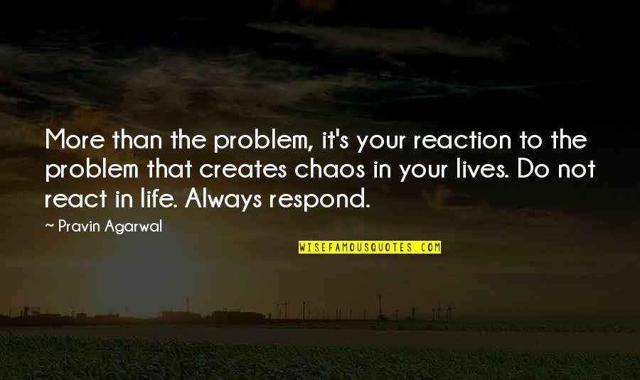 Do Not React Quotes By Pravin Agarwal: More than the problem, it's your reaction to