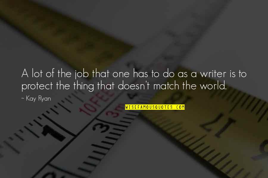 Do One Thing Quotes By Kay Ryan: A lot of the job that one has