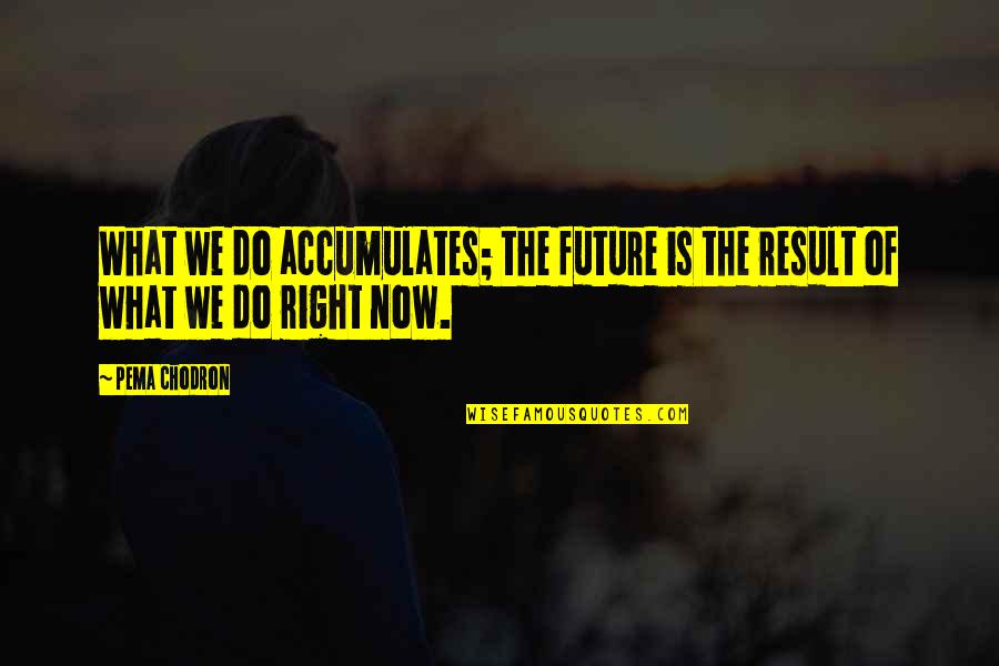 Do Right Now Quotes By Pema Chodron: What we do accumulates; the future is the
