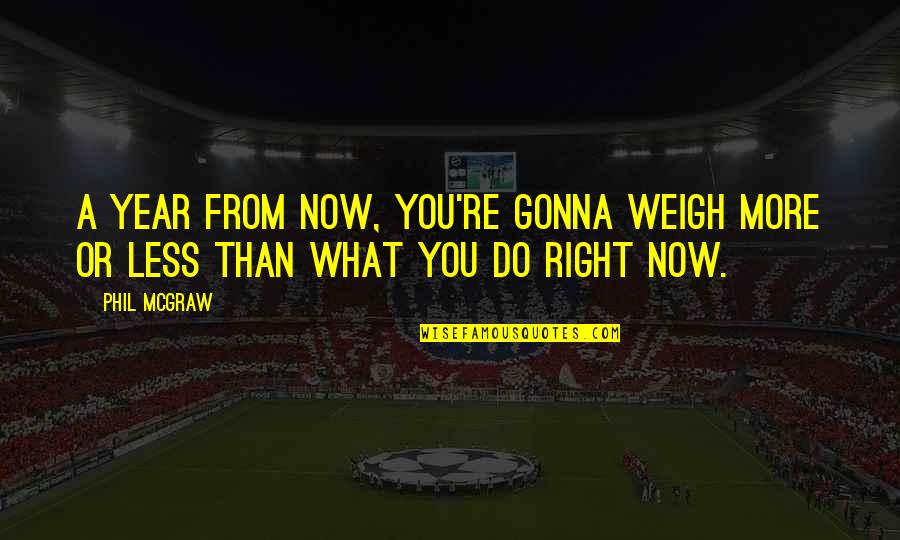 Do Right Now Quotes By Phil McGraw: A year from now, you're gonna weigh more