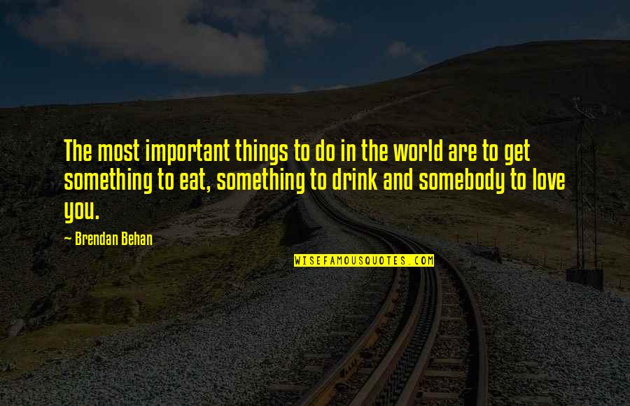 Do Something Important Quotes By Brendan Behan: The most important things to do in the