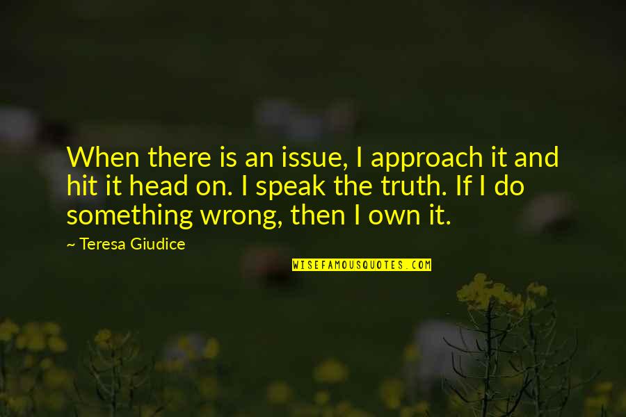 Do Something Wrong Quotes By Teresa Giudice: When there is an issue, I approach it