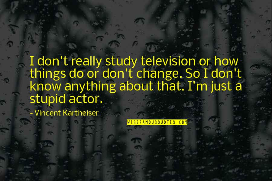 Do Stupid Things Quotes By Vincent Kartheiser: I don't really study television or how things