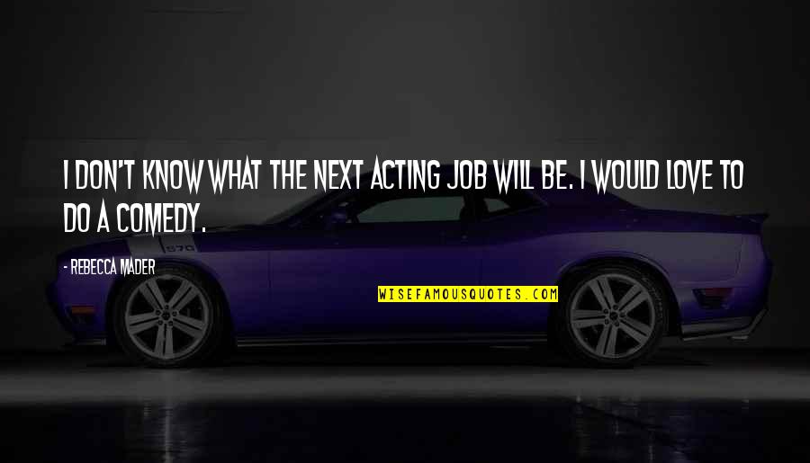 Do The Job You Love Quotes By Rebecca Mader: I don't know what the next acting job