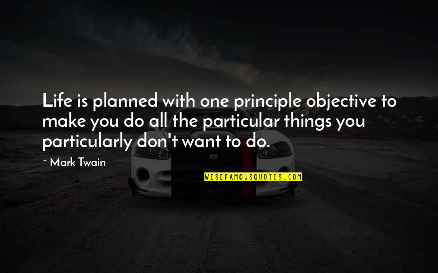 Do The Things You Want Quotes By Mark Twain: Life is planned with one principle objective to