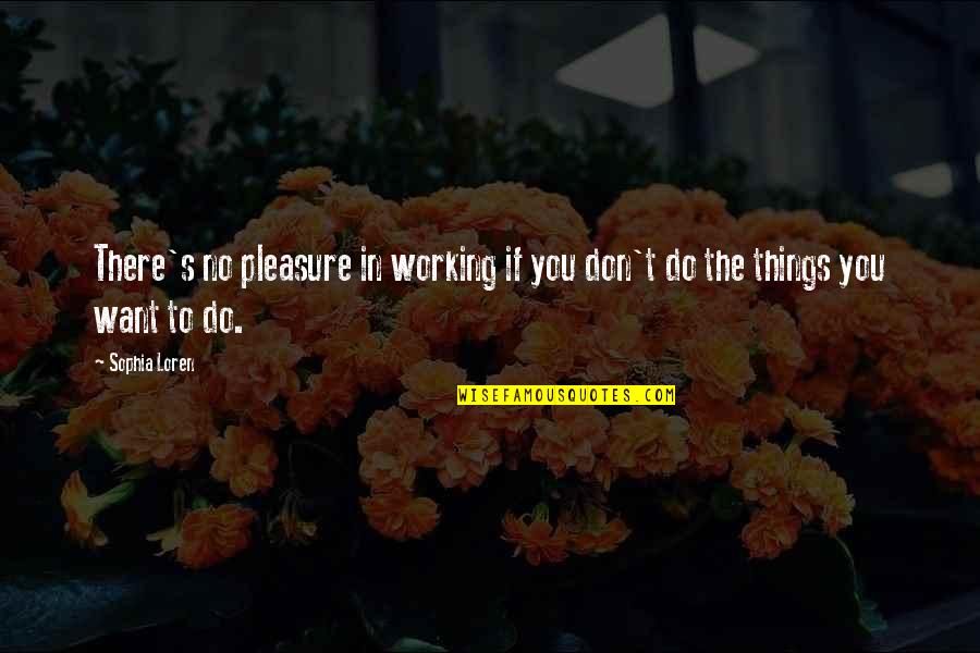 Do The Things You Want Quotes By Sophia Loren: There's no pleasure in working if you don't