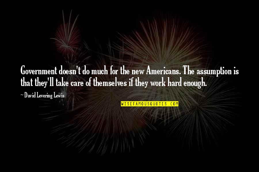 Do They Care Quotes By David Levering Lewis: Government doesn't do much for the new Americans.