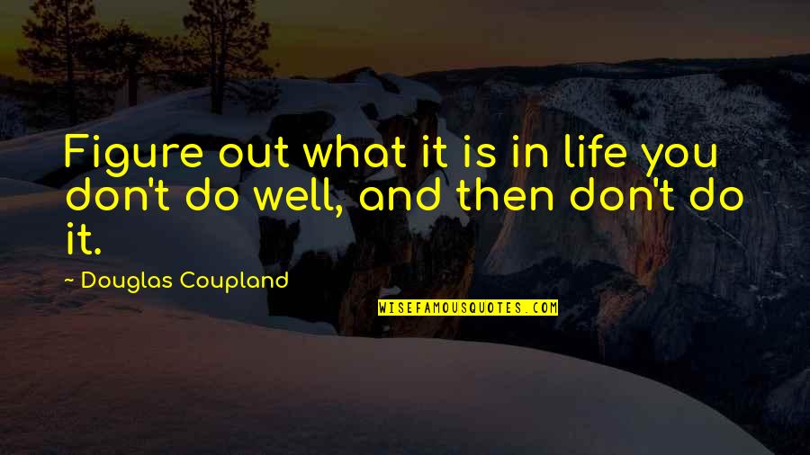 Do Well In Life Quotes By Douglas Coupland: Figure out what it is in life you