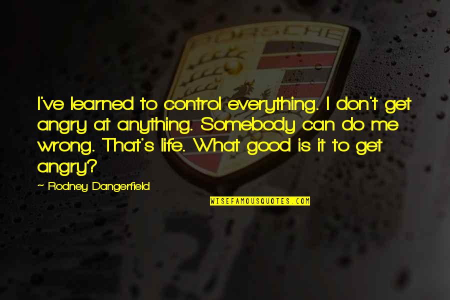 Do What Is Good Quotes By Rodney Dangerfield: I've learned to control everything. I don't get