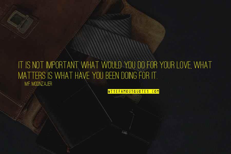 Do What You Love Quotes By M.F. Moonzajer: It is not important what would you do