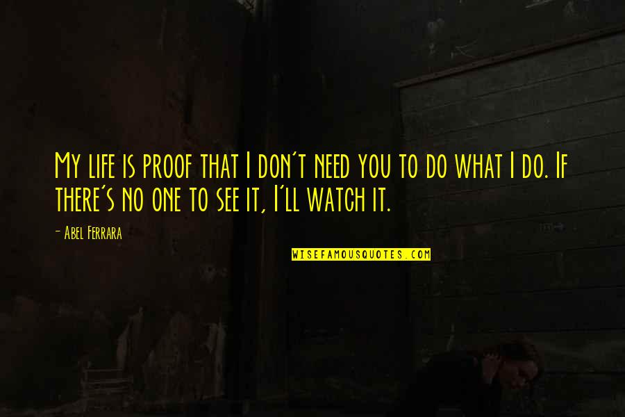 Do What You Need To Do Quotes By Abel Ferrara: My life is proof that I don't need