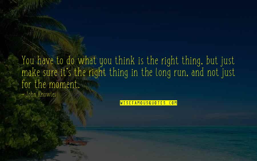 Do What You Think Is Right Quotes By John Knowles: You have to do what you think is