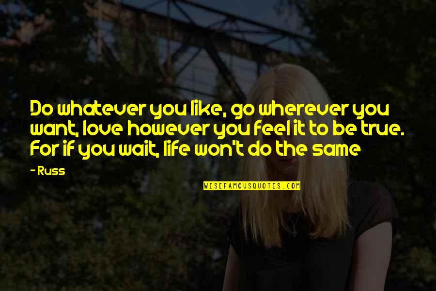 Do Whatever You Like Quotes By Russ: Do whatever you like, go wherever you want,