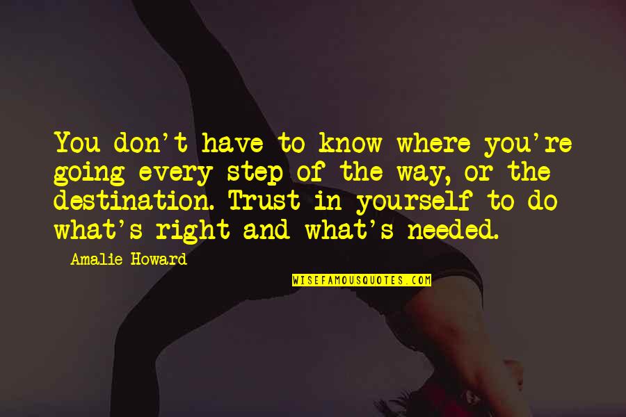 Do What's Right Quotes By Amalie Howard: You don't have to know where you're going