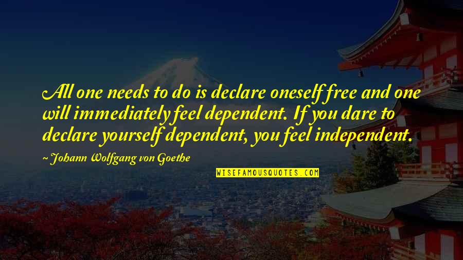 Do You Ever Feel Quotes By Johann Wolfgang Von Goethe: All one needs to do is declare oneself