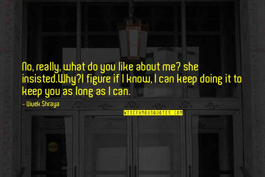 Do You Know What You Do To Me Quotes By Vivek Shraya: No, really, what do you like about me?