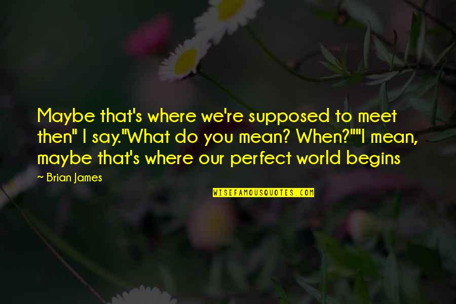 Do You Really Mean What You Say Quotes By Brian James: Maybe that's where we're supposed to meet then"