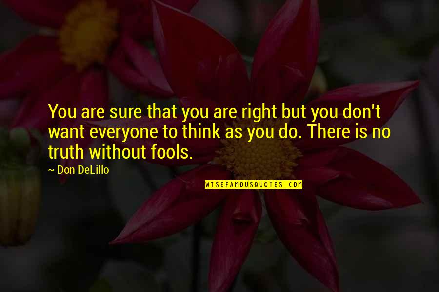 Do You Think Right Quotes By Don DeLillo: You are sure that you are right but