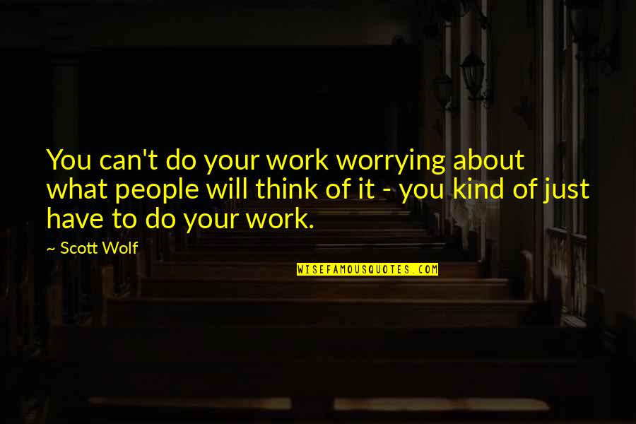 Do Your Work Quotes By Scott Wolf: You can't do your work worrying about what