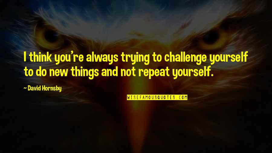 Dobitoc Sinonim Quotes By David Hornsby: I think you're always trying to challenge yourself