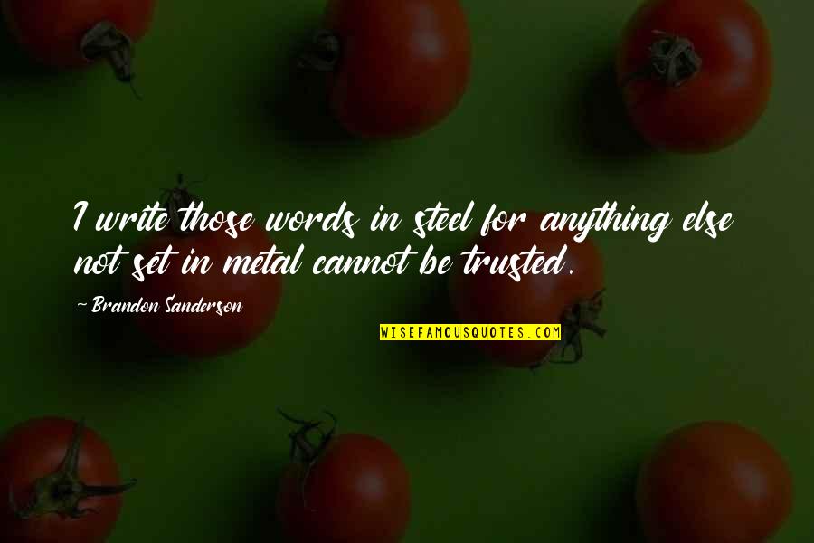 Dobkin Family Foundation Quotes By Brandon Sanderson: I write those words in steel for anything