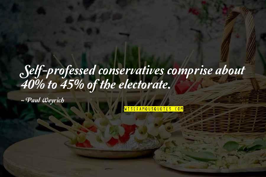 Dobrick Family 2019 Quotes By Paul Weyrich: Self-professed conservatives comprise about 40% to 45% of