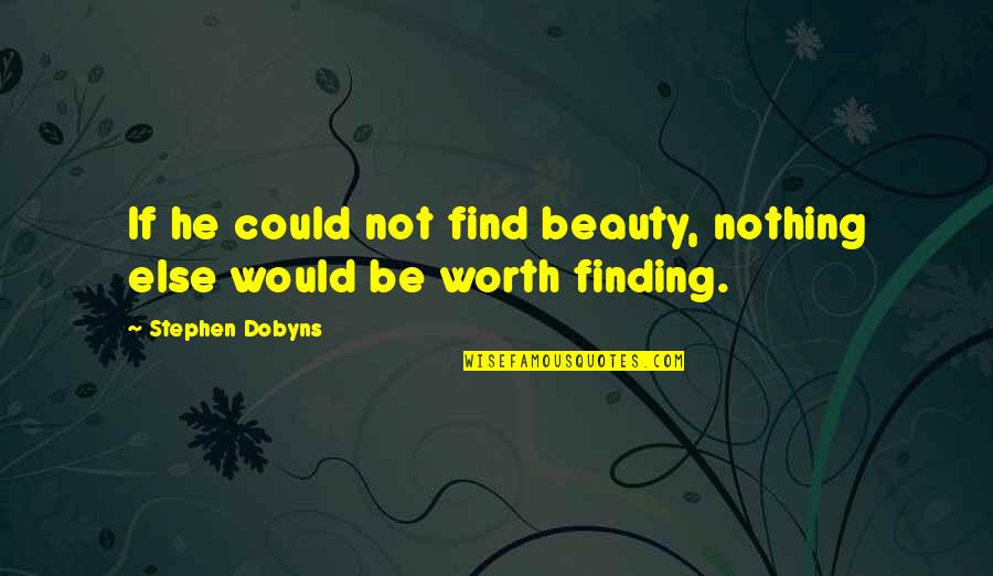 Dobyns Quotes By Stephen Dobyns: If he could not find beauty, nothing else