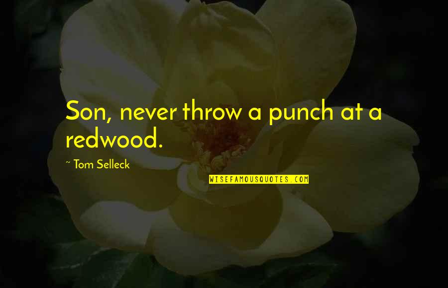 Docf Quotes By Tom Selleck: Son, never throw a punch at a redwood.