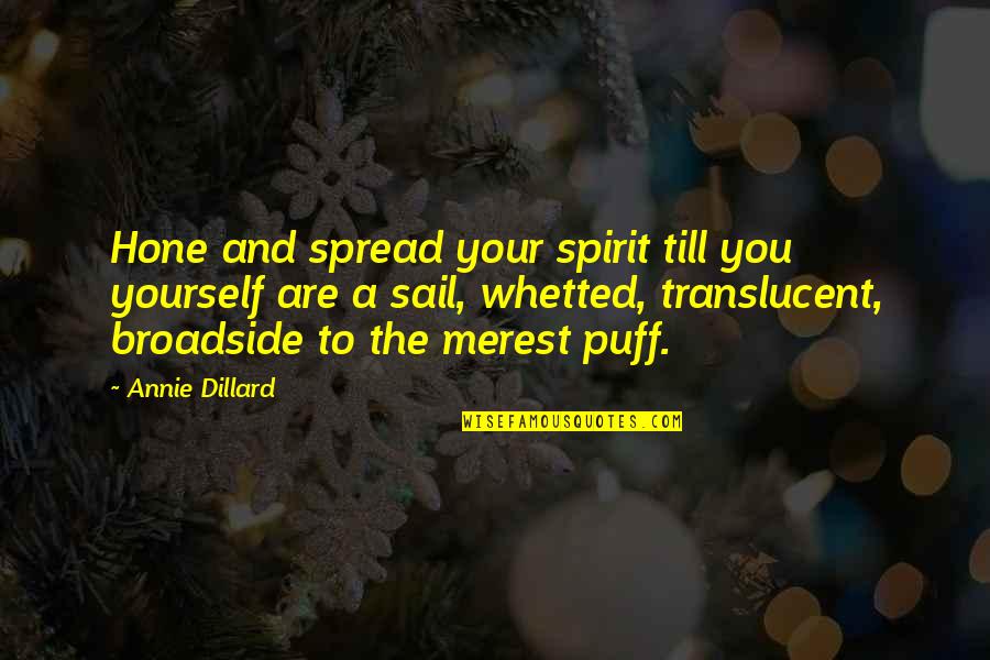 Docket Search Quotes By Annie Dillard: Hone and spread your spirit till you yourself