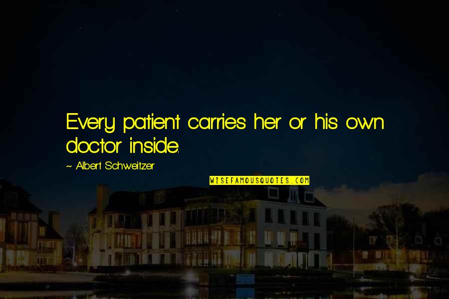 Doctor Patient Quotes By Albert Schweitzer: Every patient carries her or his own doctor