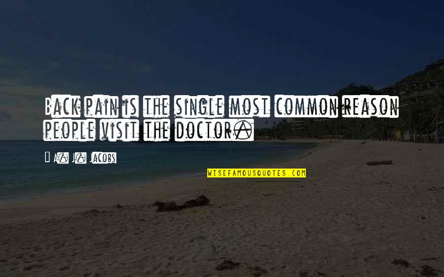 Doctor Visit Quotes By A. J. Jacobs: Back pain is the single most common reason