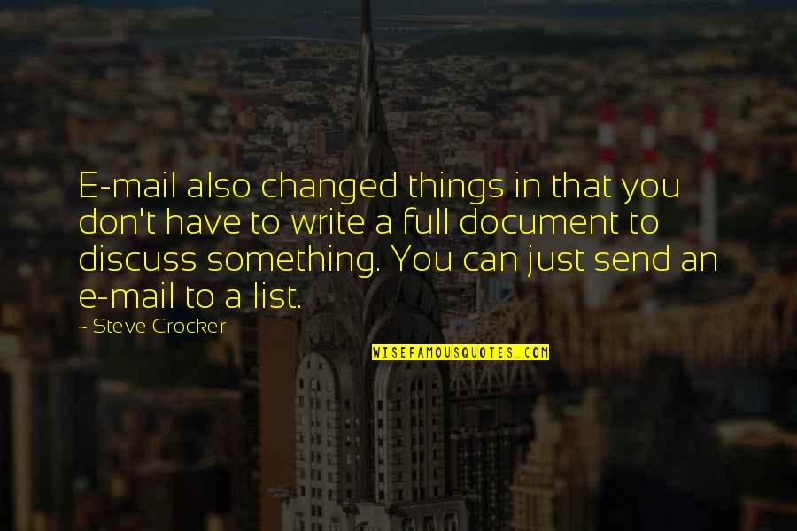 Document.write Quotes By Steve Crocker: E-mail also changed things in that you don't