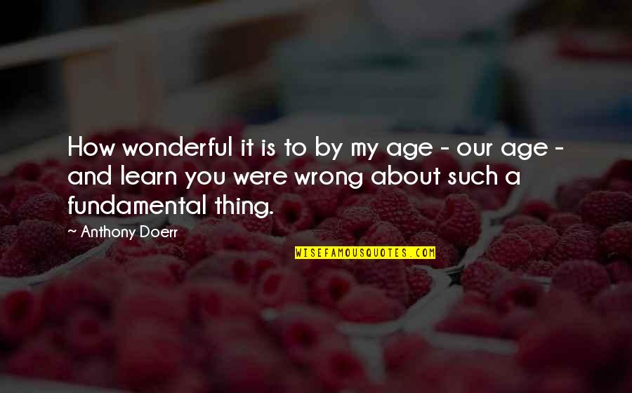 Doerr Quotes By Anthony Doerr: How wonderful it is to by my age