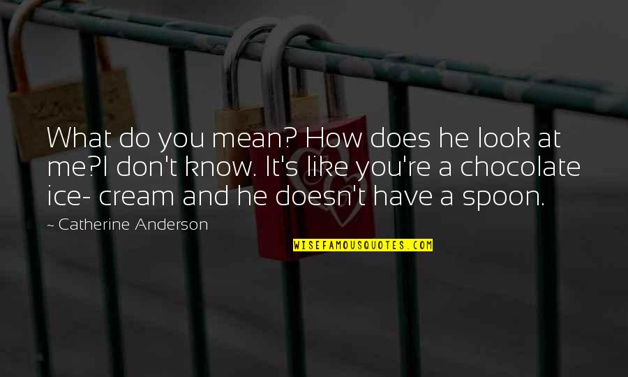 Does He Love You Quotes By Catherine Anderson: What do you mean? How does he look