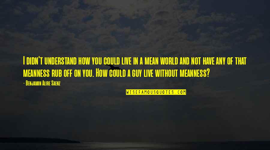 Does It Ever Get Easier Quotes By Benjamin Alire Saenz: I didn't understand how you could live in