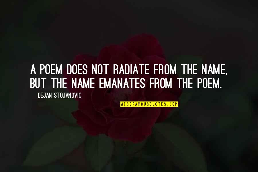 Does Name Quotes By Dejan Stojanovic: A poem does not radiate from the name,