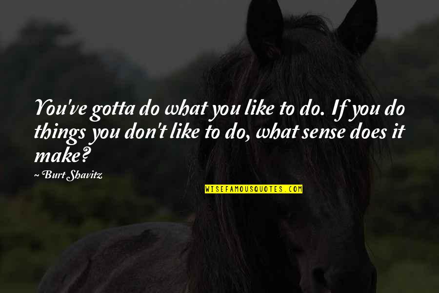 Does Not Make Sense Quotes By Burt Shavitz: You've gotta do what you like to do.