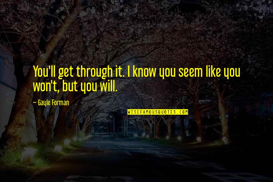 Does She Care Quotes By Gayle Forman: You'll get through it. I know you seem