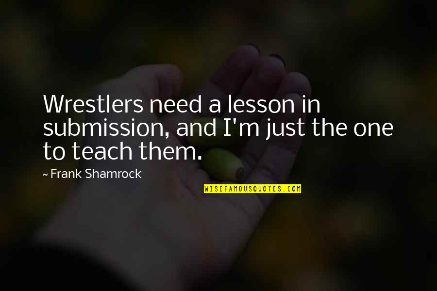 Doesn't Care Anymore Quotes By Frank Shamrock: Wrestlers need a lesson in submission, and I'm