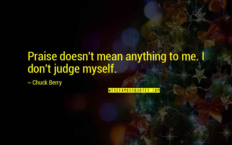 Doesn't Mean Anything Quotes By Chuck Berry: Praise doesn't mean anything to me. I don't