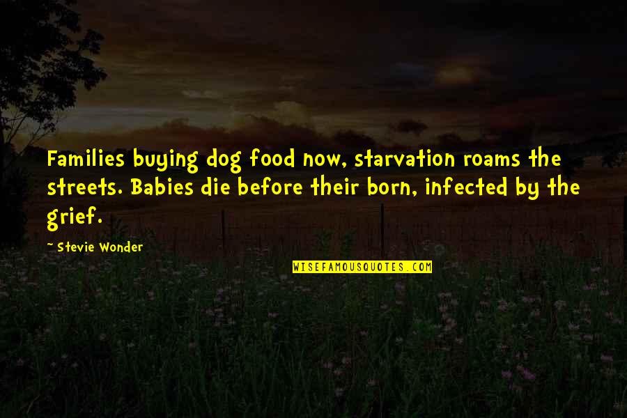 Dog And Babies Quotes By Stevie Wonder: Families buying dog food now, starvation roams the