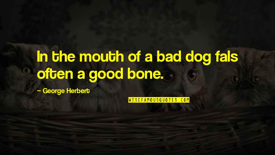 Dog And Bone Quotes By George Herbert: In the mouth of a bad dog fals