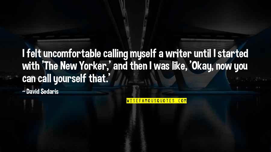 Dog And Football Quotes By David Sedaris: I felt uncomfortable calling myself a writer until