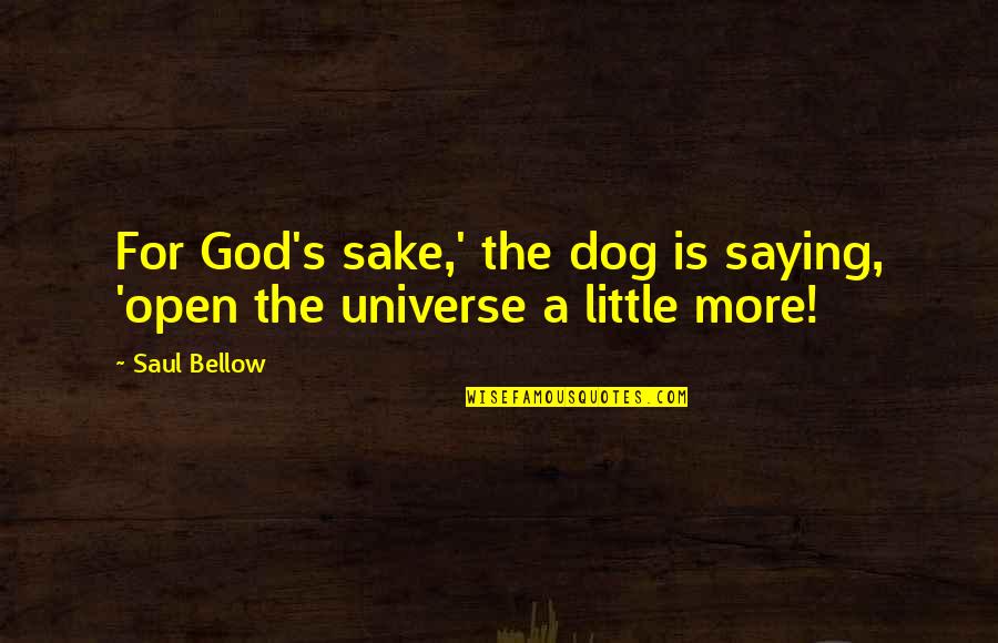 Dog And God Quotes By Saul Bellow: For God's sake,' the dog is saying, 'open