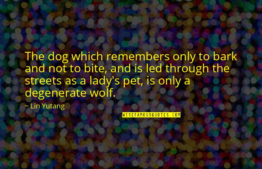 Dog Bite And Bark Quotes By Lin Yutang: The dog which remembers only to bark and