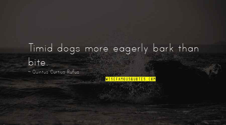 Dog Bite And Bark Quotes By Quintus Curtius Rufus: Timid dogs more eagerly bark than bite.